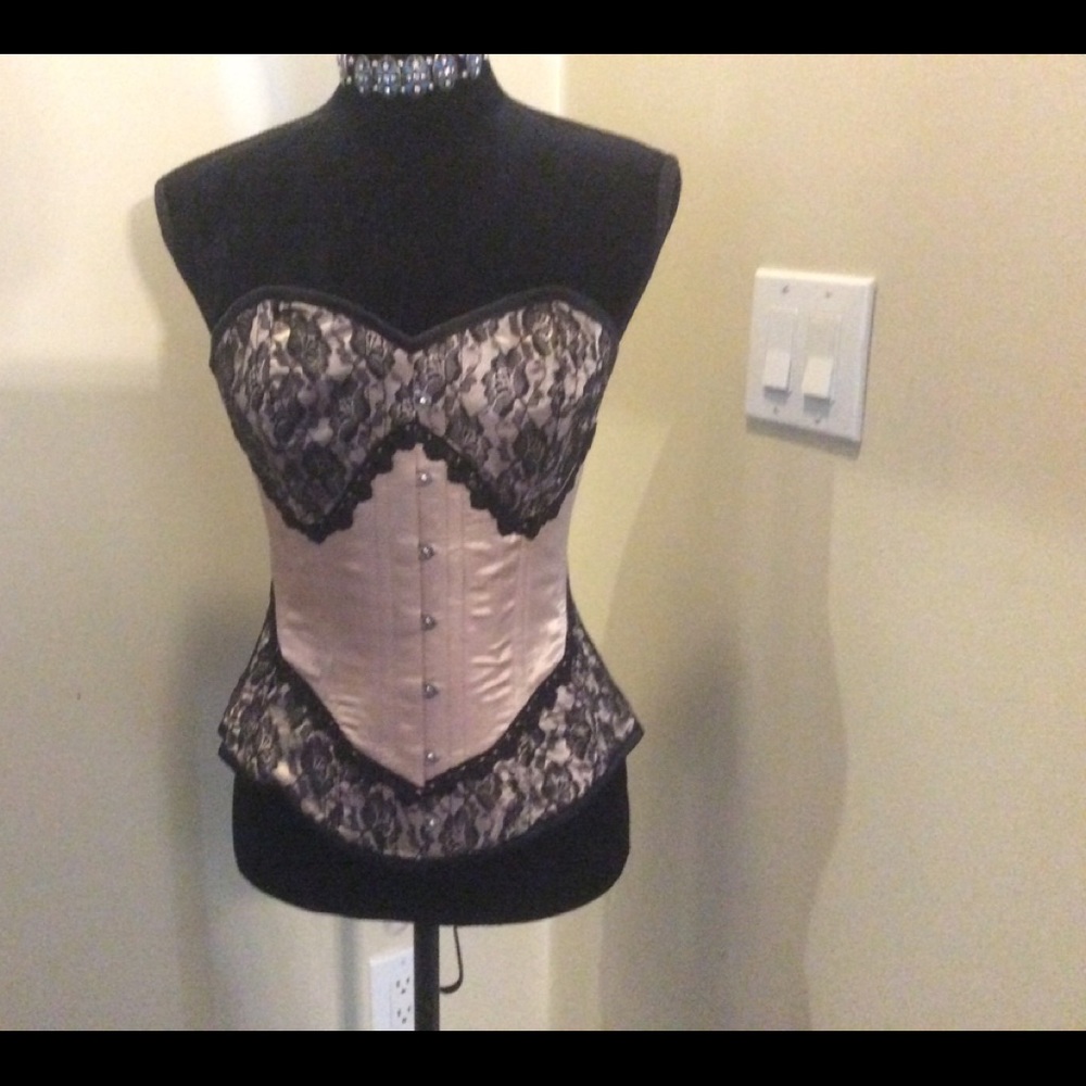 Black and Beige Over bust Corset. Size 28